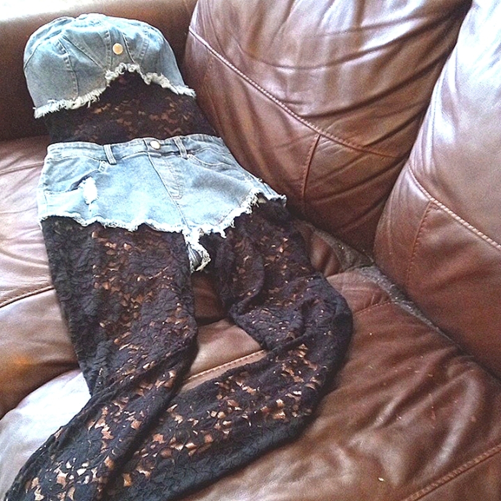 New denim&lace jumpsuits